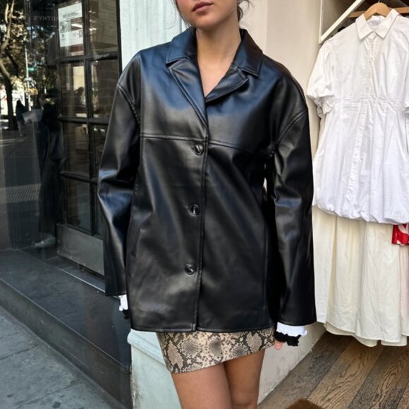 Isalis Fallon Faux Leather Blazer - Women’s XS - Black - New, Great Condition - Picture 1 of 7